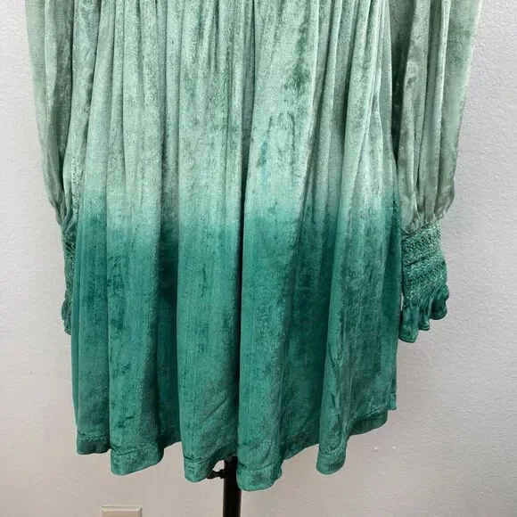 Urban Outfitters Green Velvet Dress Med Rhinestone Fairy Festival Boho Romantic - Picture 6 of 14